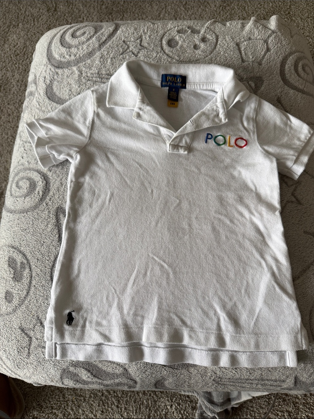 Polo by Ralph Lauren White Kids Polo with Multicolor Embroidered POLO